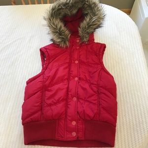 Aeropostale Flannel Lined Hooded Vest